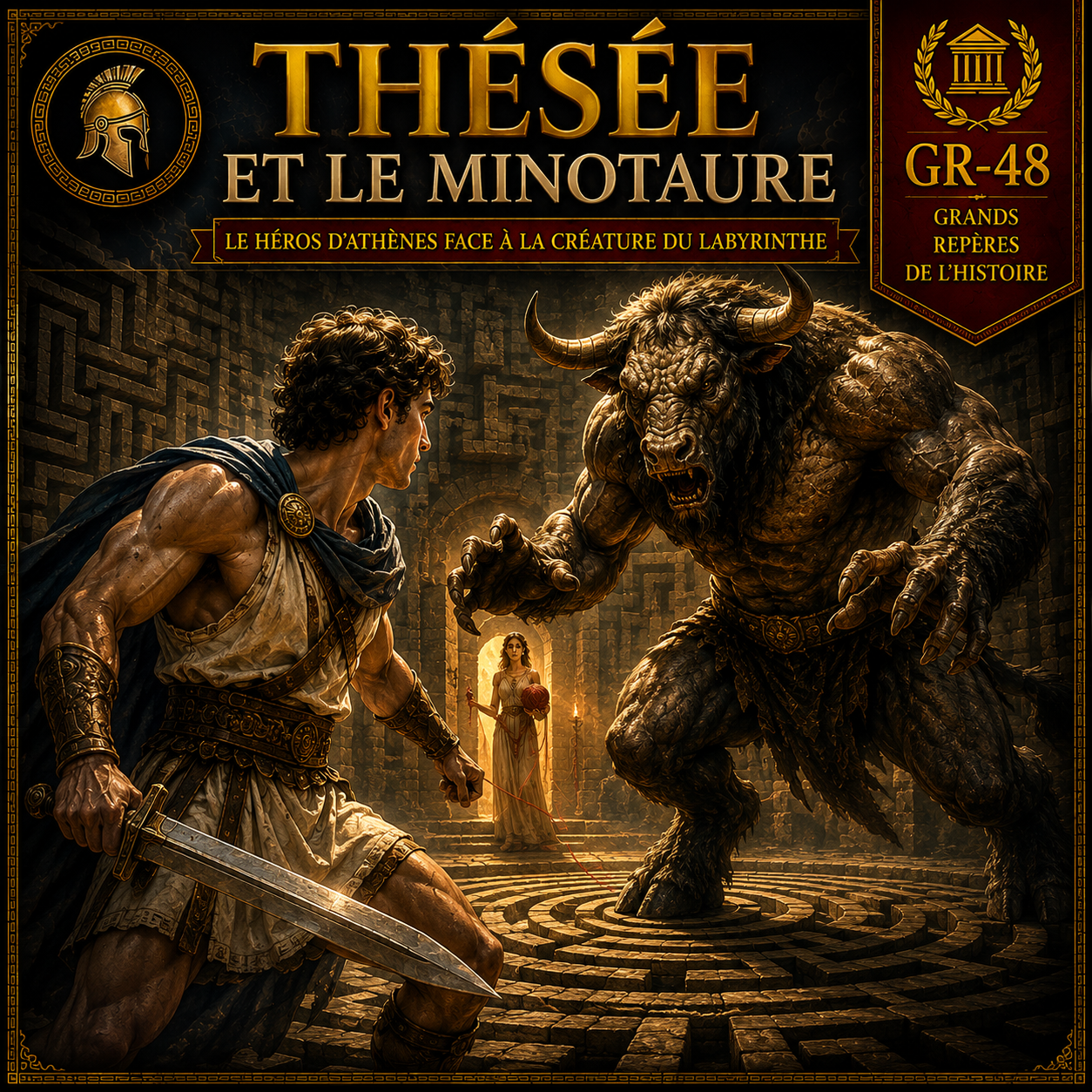 Thésée affrontant le Minotaure dans le Labyrinthe de Crète – fiche Histoire 6e PDF Studia Regia sur la mythologie grecque.