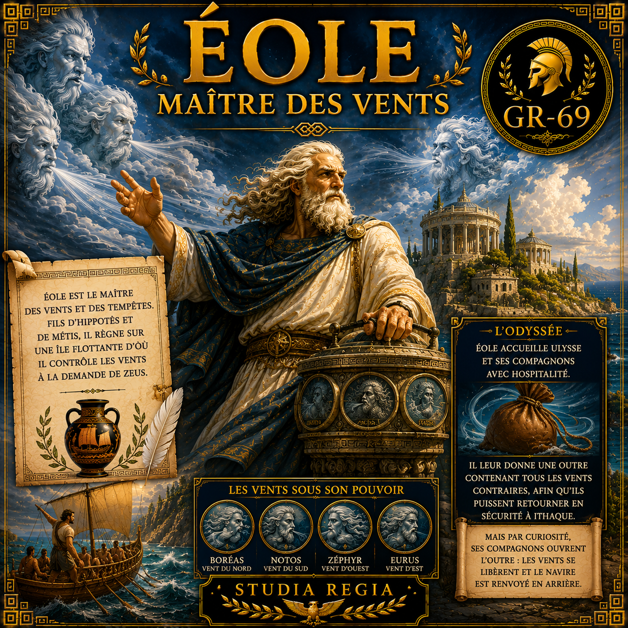Éole, maître des vents et des tempêtes dans la mythologie grecque – fiche Histoire 6e PDF Studia Regia