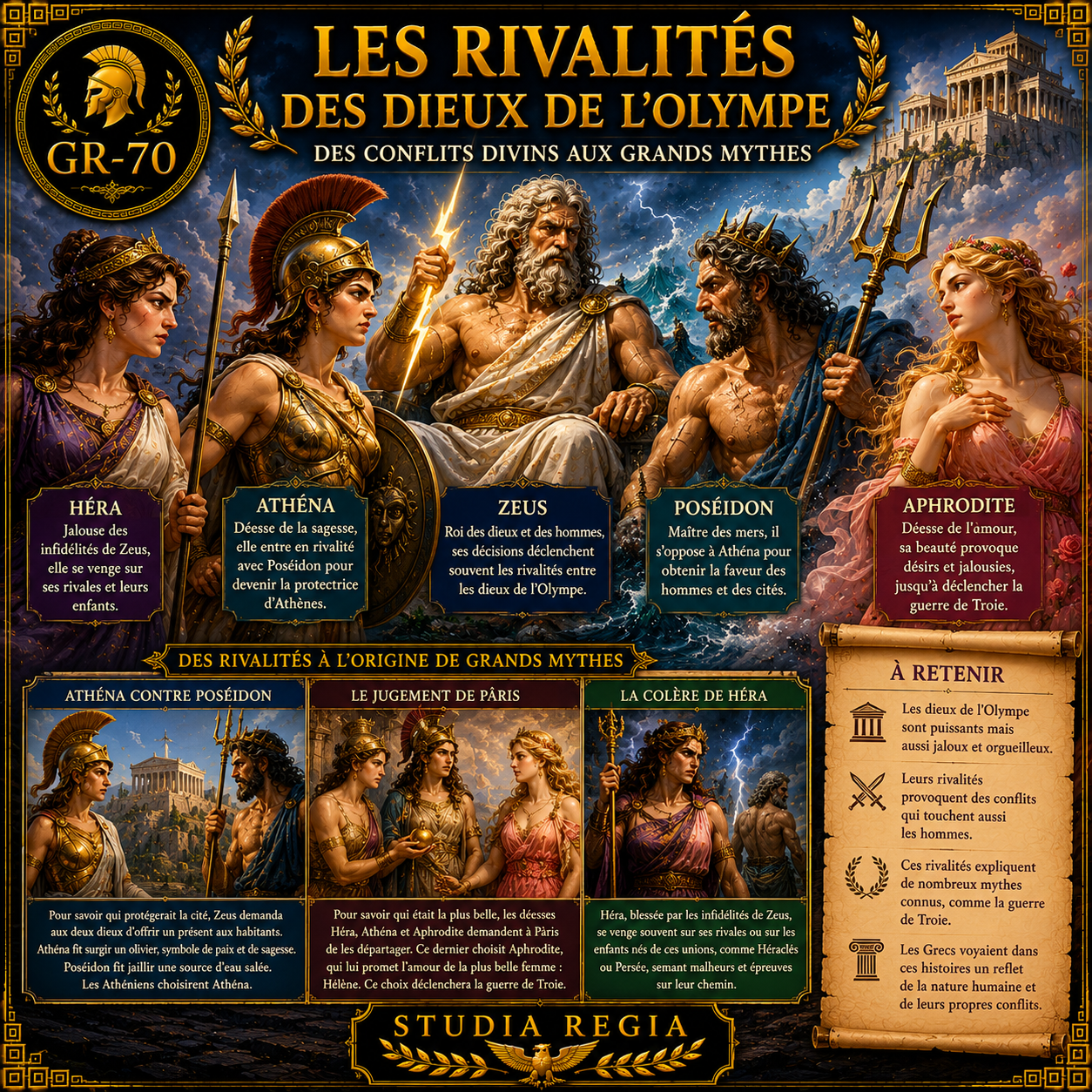 Les rivalités des dieux de l’Olympe dans la mythologie grecque – fiche Histoire 6e PDF Studia Regia