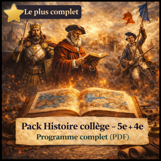 Pack : pack histoire collège 5e 4e – fiches -  Programme officiel collège PDF Studia Regia