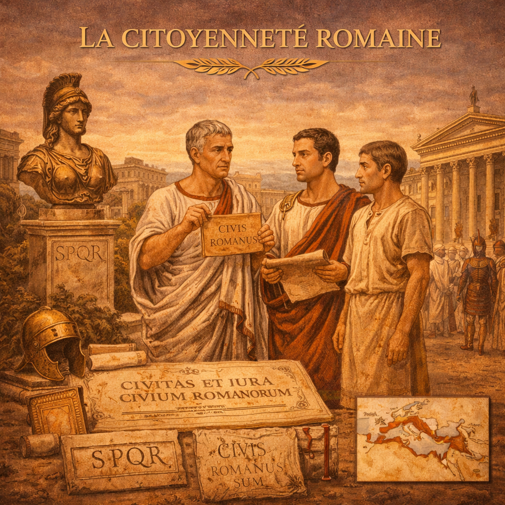 Citoyenneté romaine avec citoyens et inscription Civis Romanus – fiche histoire 6e Studia Regia