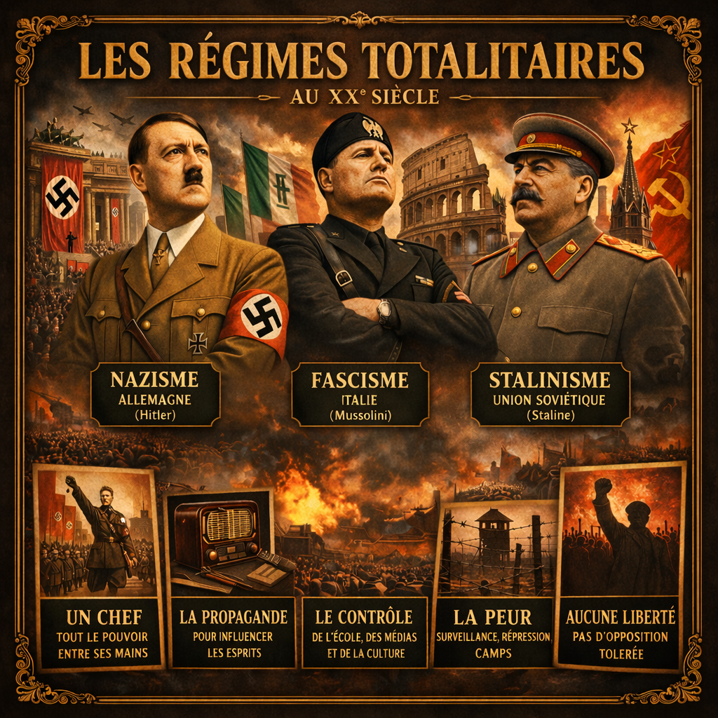 Fiche 36 Histoire 4e sur les régimes totalitaires dans l’entre-deux-guerres : URSS, Allemagne nazie et Italie fasciste – Studia Regia