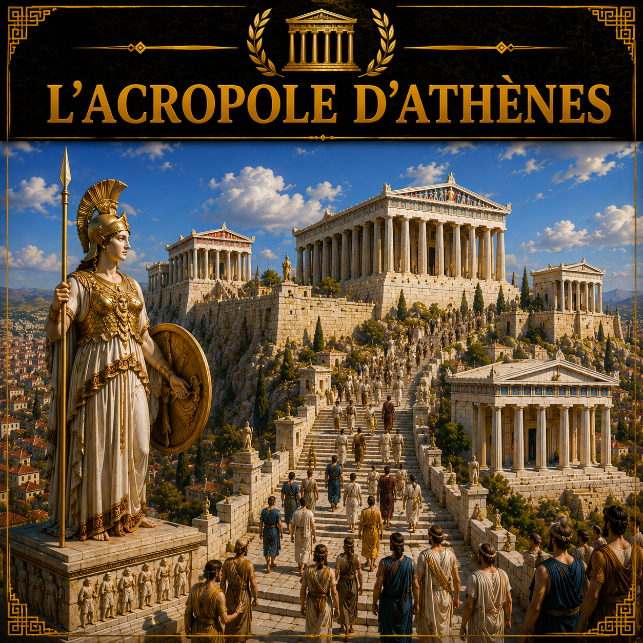 Acropole d’Athènes avec le Parthénon, temples grecs et cérémonies religieuses dans la Grèce antique Studia Regia.