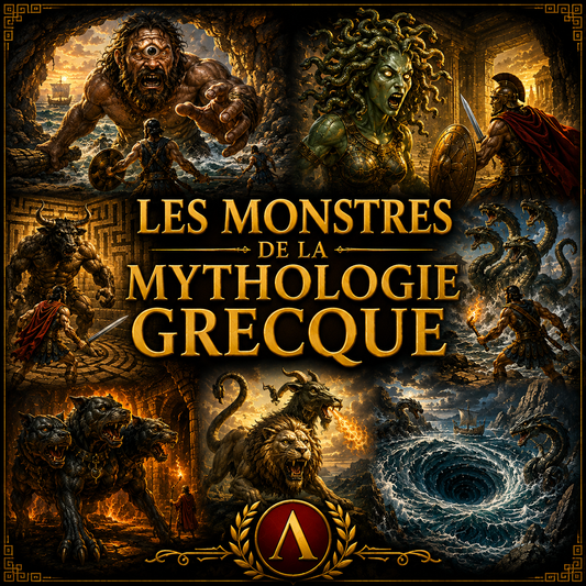 Les monstres de la mythologie grecque – fiche de révision Histoire 6e présentant Méduse, le Minotaure, Polyphème, l'Hydre de Lerne, Cerbère et les créatures légendaires grecques.
