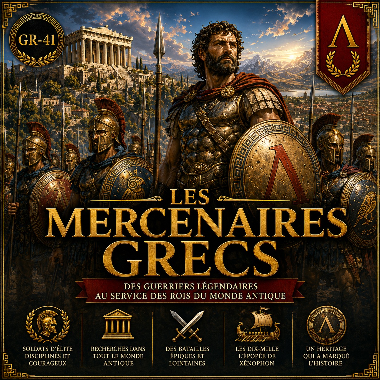 Les mercenaires grecs – fiche de révision Histoire 6e sur les soldats professionnels grecs, les Dix-Mille de Xénophon et les armées du monde antique.