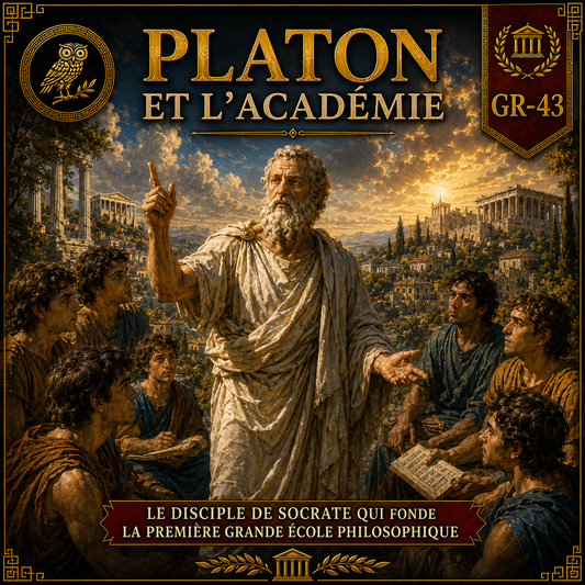 Platon et l'Académie – fiche de révision Histoire 6e présentant le philosophe grec, son école d'Athènes et son héritage intellectuel.