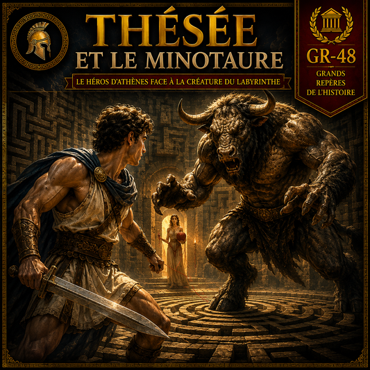 Thésée affrontant le Minotaure dans le Labyrinthe de Crète – fiche Histoire 6e PDF Studia Regia sur la mythologie grecque.