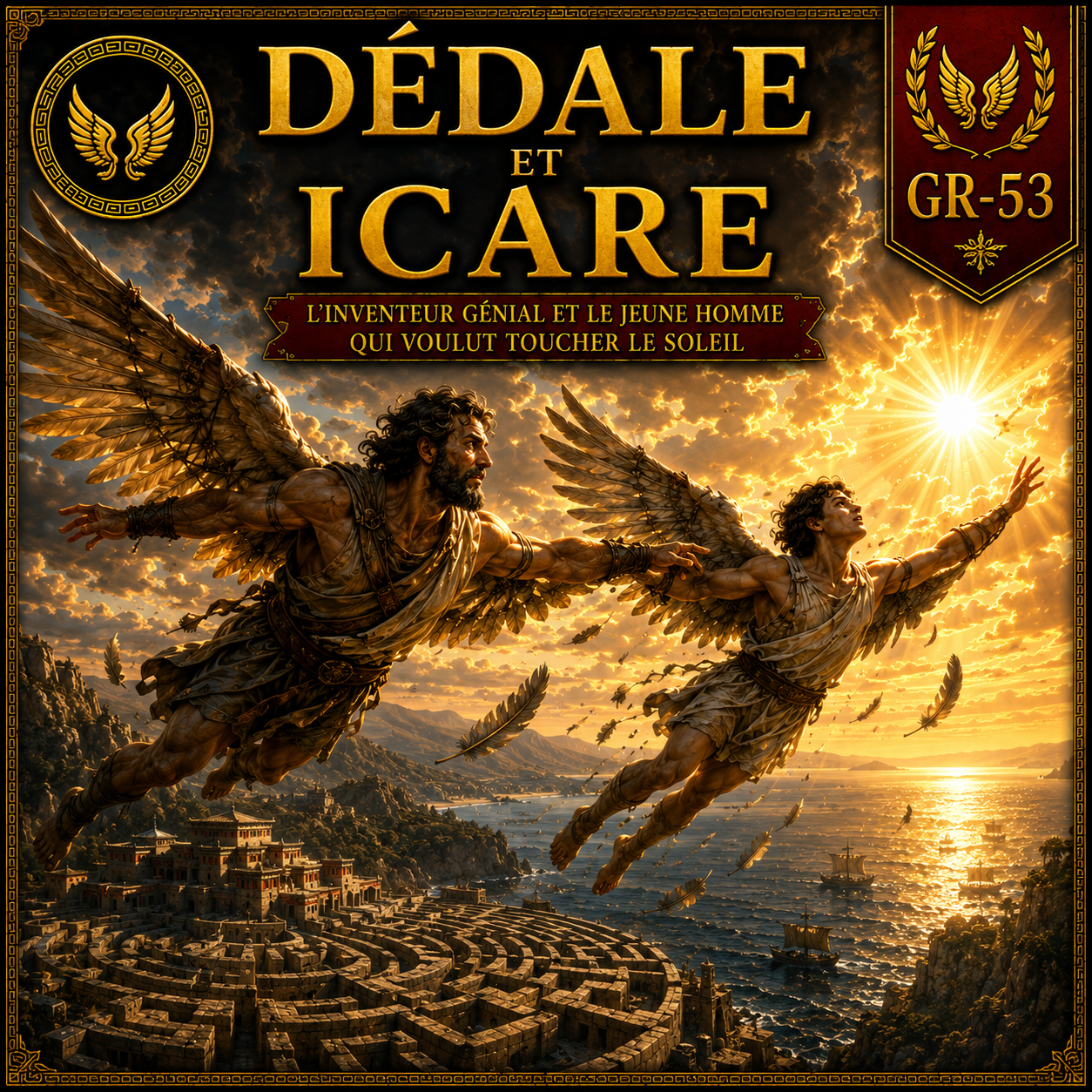 Dédale et Icare volant au-dessus de la mer dans la mythologie grecque - fiche Histoire 6e PDF Studia Regia