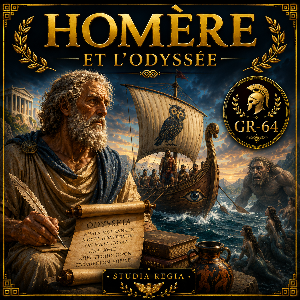 Homère et l’Odyssée, le voyage d’Ulysse à travers les mers et les créatures mythologiques – fiche Histoire 6e PDF Studia Regia