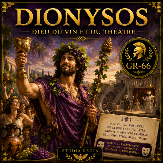 Dionysos, dieu grec du vin, des fêtes et du théâtre, célébré parmi les vignes et les spectacles antiques – fiche Histoire 6e PDF Studia Regia