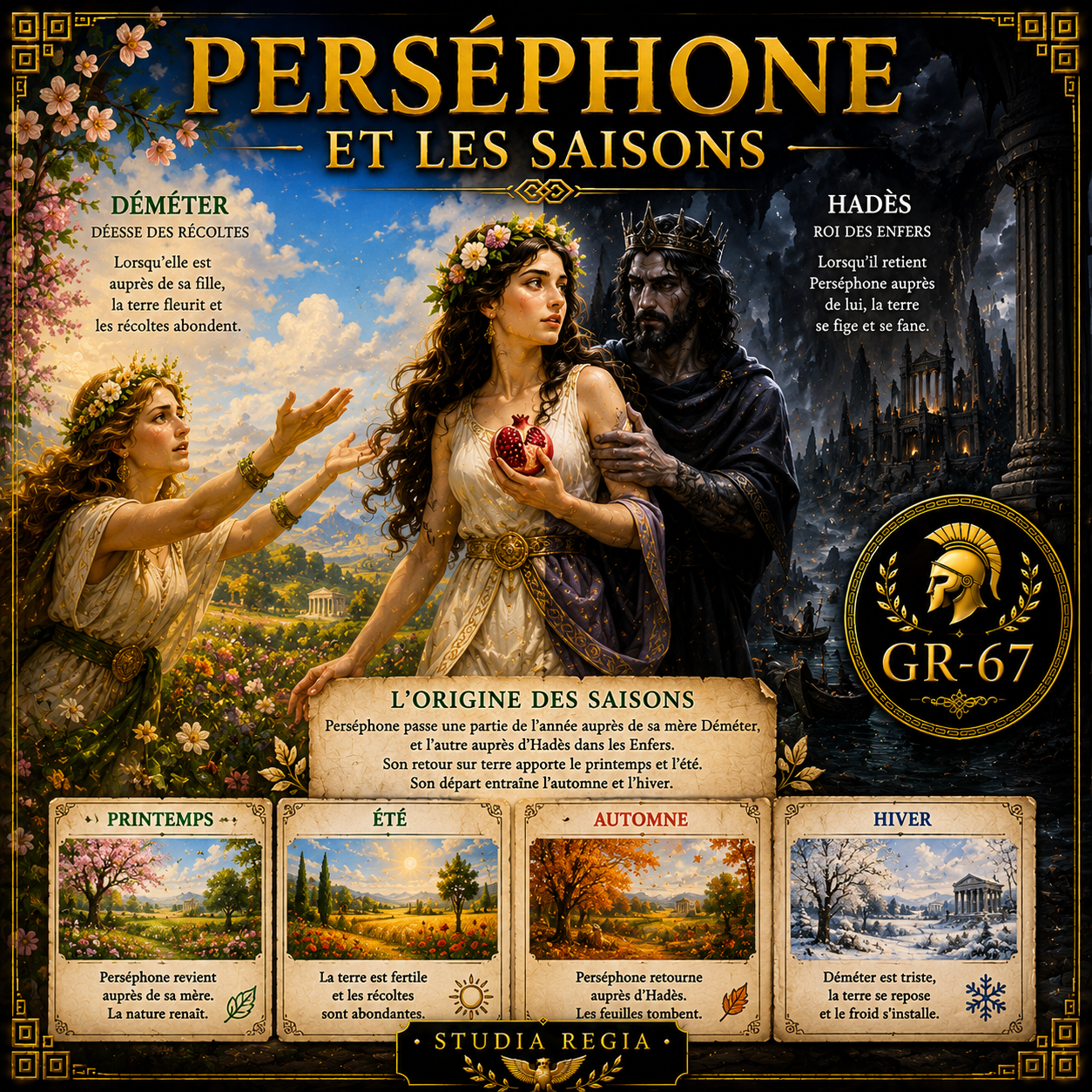 Perséphone, Déméter et l’origine des saisons dans la mythologie grecque – fiche Histoire 6e PDF Studia Regia
