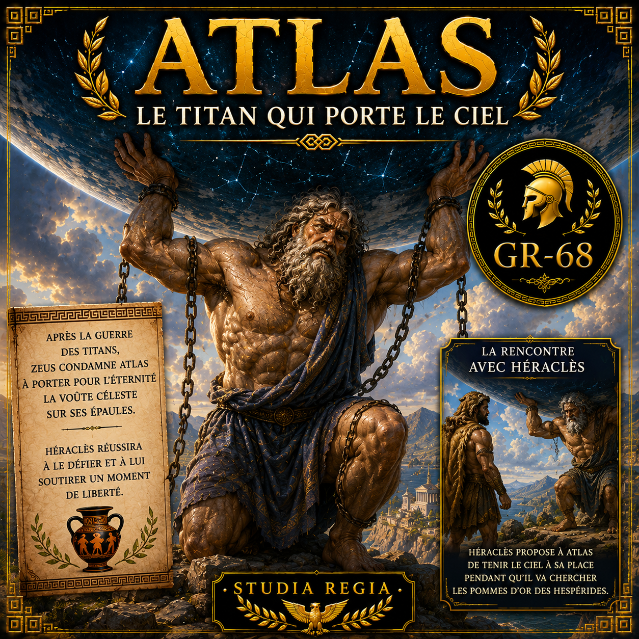Atlas portant la voûte céleste dans la mythologie grecque – fiche Histoire 6e PDF Studia Regia