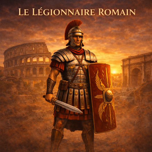 Légionnaire romain en armure avec bouclier scutum et casque – fiche histoire 6e Studia Regia