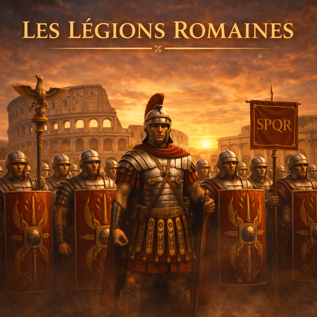 Légions romaines en formation avec centurion devant le Colisée – fiche histoire 6e Studia Regia