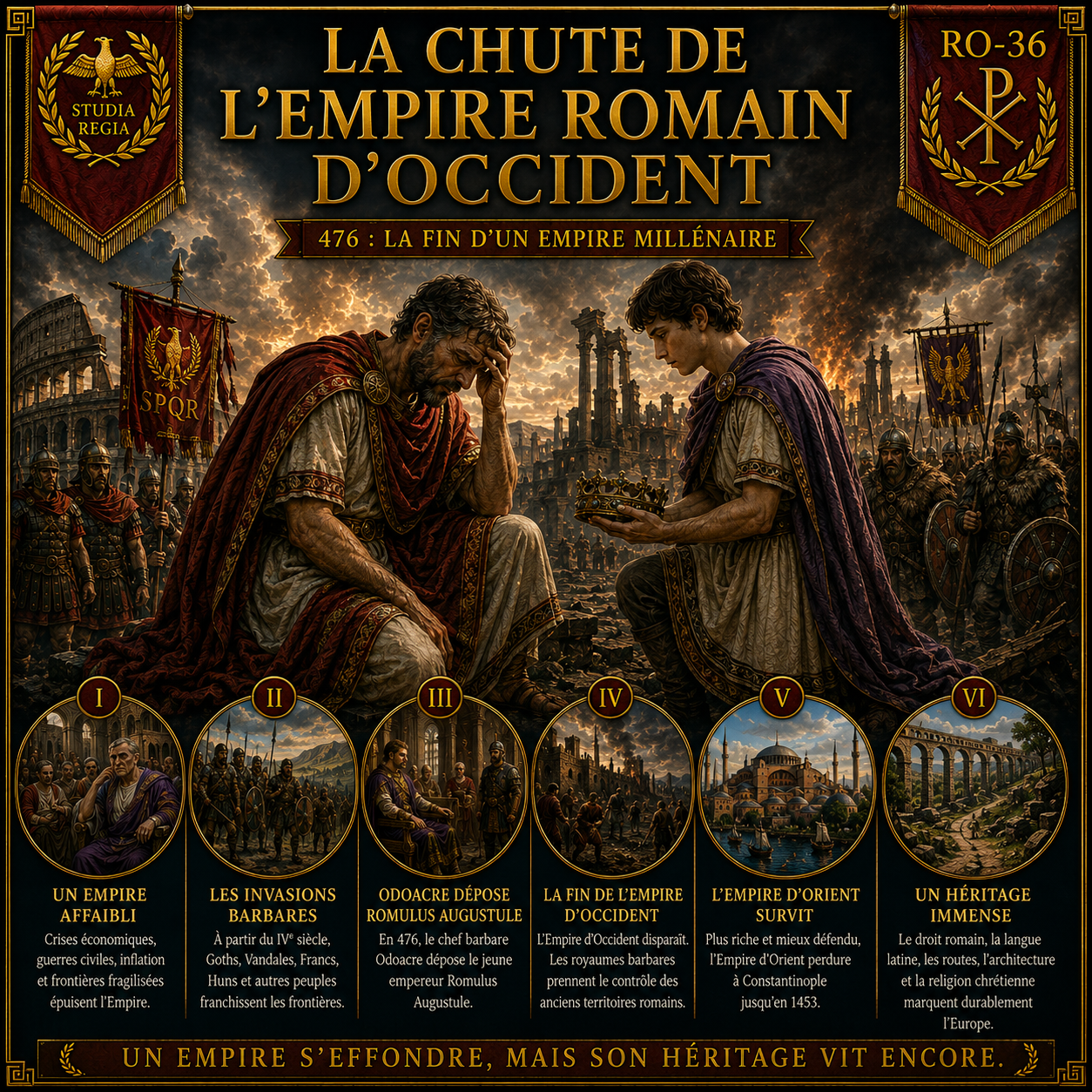 Fiche RO-36 – La chute de l’Empire romain d’Occident en 476 | Histoire 6e PDF – Studia Regia