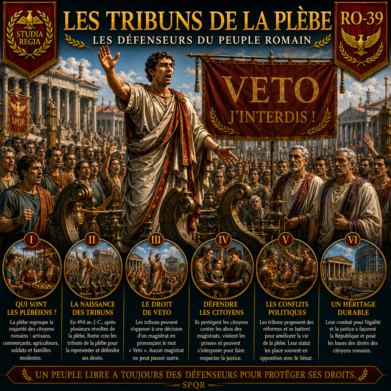 Fiche RO-39 – Les tribuns de la plèbe, défenseurs du peuple romain | Histoire 6e PDF – Studia Regia