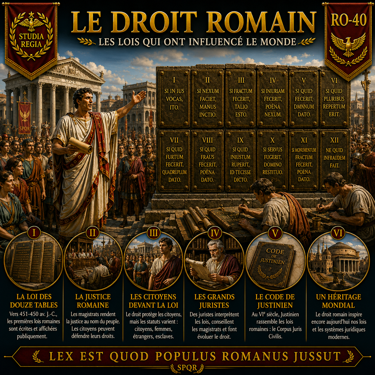 Fiche RO-40 – Le droit romain, les lois qui ont influencé le monde | Histoire 6e PDF – Studia Regia